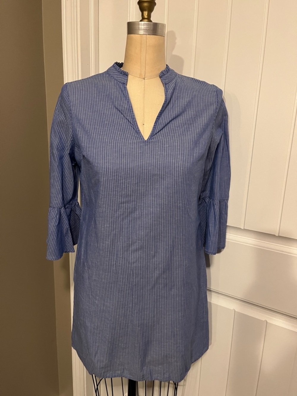 Express Blue Pinstripe Mini Dress